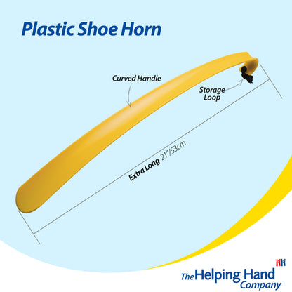 Long Handled Yellow Plastic Shoe Horn (21-inch / 53cm)